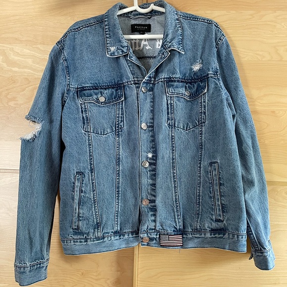 MENS PACSUN XL LOS ANGELES DENIM JACKET - Picture 1 of 3